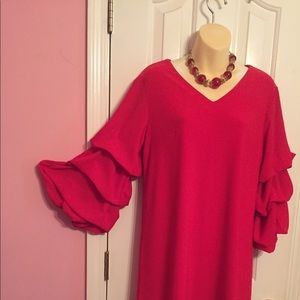 Red puff sleeve dress size small